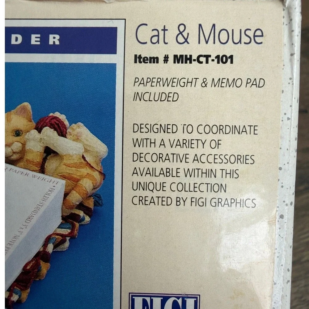 Figi Graphics Cat Mouse Memo Holder Paper‎ Weight & Note Cube